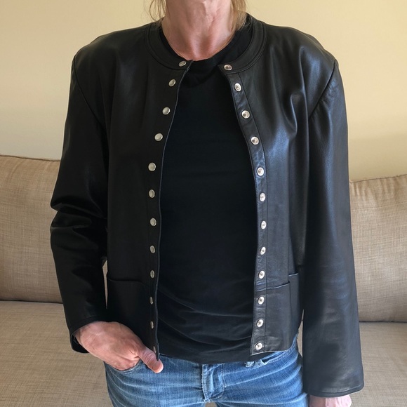 Agnes B Vintage Genuine Leather Jacket 
